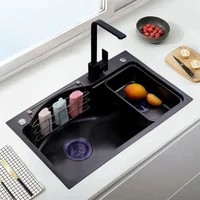 Nano Black 78x46 Washing Machine Household Fregadero Wash Basin Modern Kitchen Sink Stainless Steel With Kitchen Accessories 1
