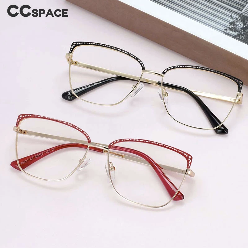 54196 Metal Hollow Anti Blue Light Optical Glasses Frames Women Fashion