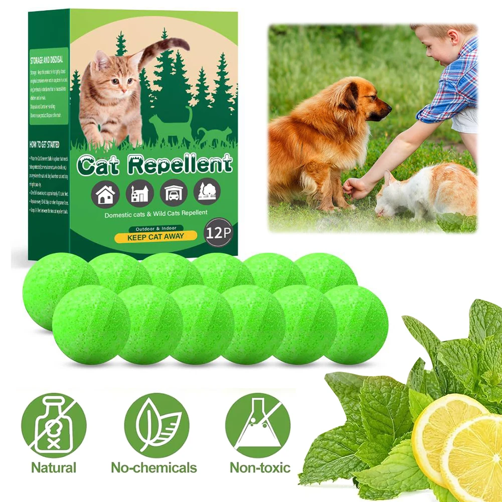 12 Pack Cat Deterrent Outdoor Indoor Natural Peppermint Oil Cat Deterrent Ball Cat Repellent Keep Cats Off Lawn Yard Garden