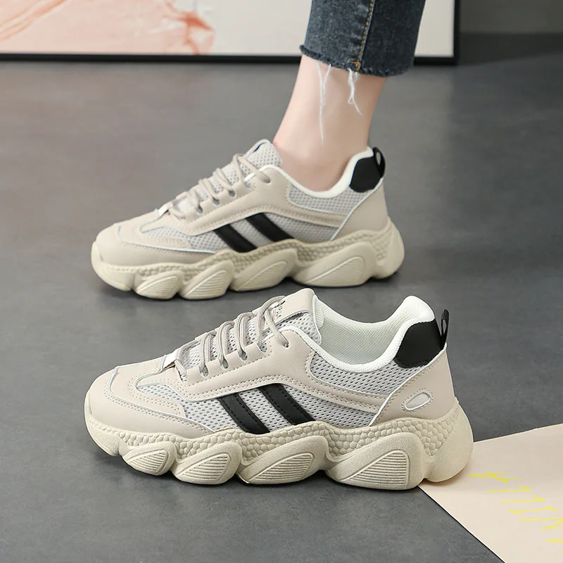 

Platform Shoes for Women Mesh Breathable Chunky Sneakers Designer Tennis Shoes Increase Ladies Casual Sport Shoes Tenis De Mujer