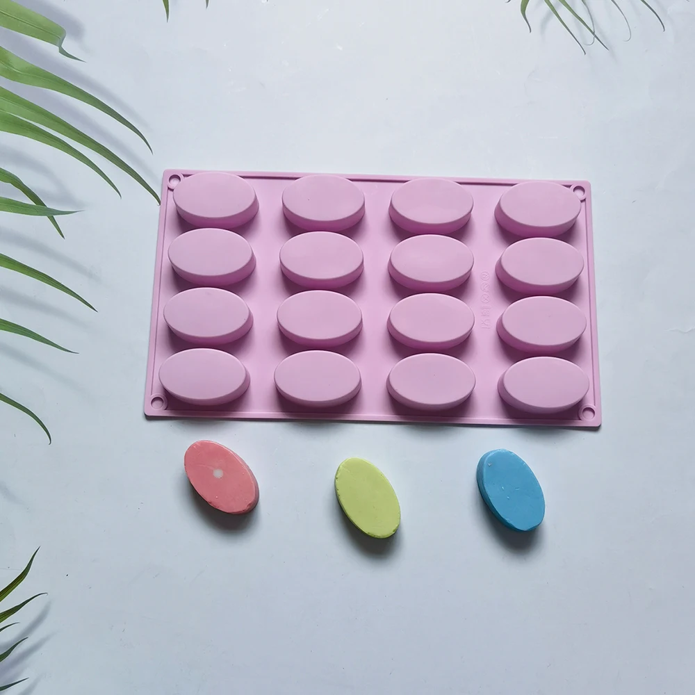 Silicone Mold Baking Mold 16 Cavity Oval Shaped DIY Handmade Soap Mold For Soap Making and Mini Pastry Chocolate Candy Cake Baking