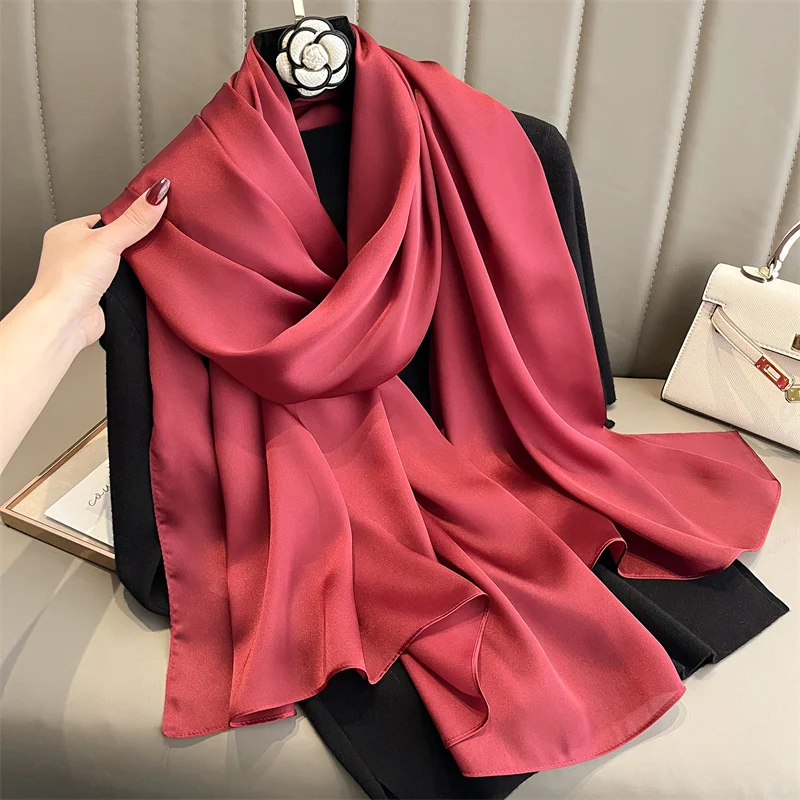 

180*90cm Brand Summer Women Scarf Fashion Quality Soft Silk Scarves Female Shawls Foulard Beach Cover-Ups Wraps Silk Bandana