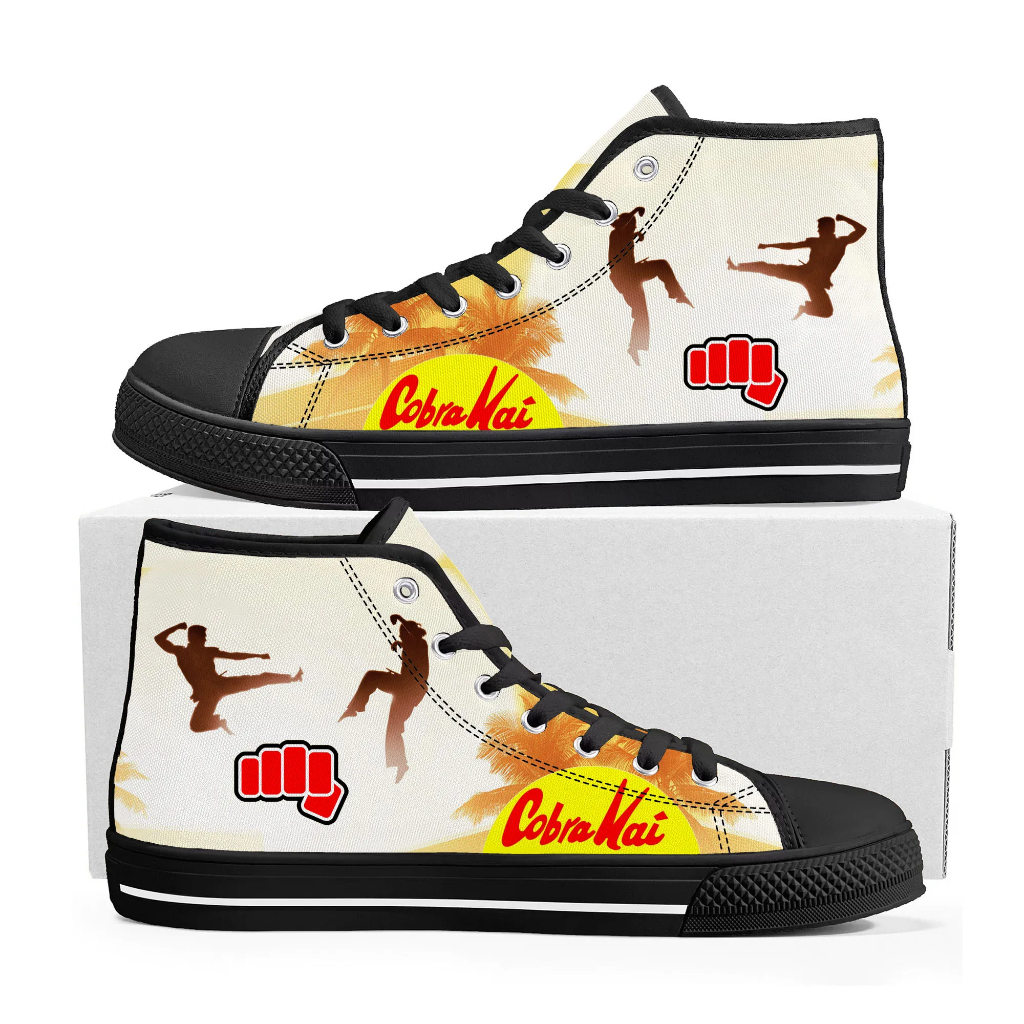 Cobra Kai No Mercy Snake High Top Sneakers High Quality Mens Womens Teenager Canvas Sneaker Casual Couple Shoes Custom Shoe
