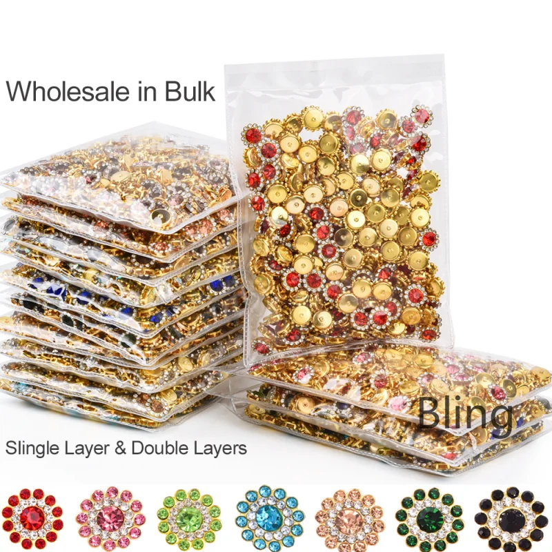 Round Sun Flower Claw Rhinestones with Golden Bottom Glue On Rhinestones Glitter Crystals Strass for DIY Wedding Dress A35,hot fix rhinestones,non hot fix rhinestones,clear glass rhinestones,crystal rhinestones,glass rhinestones,rhinestone crystals,non hotfix rhinestones,rhinestone accessories,rhinestone claw,rhinestones beads