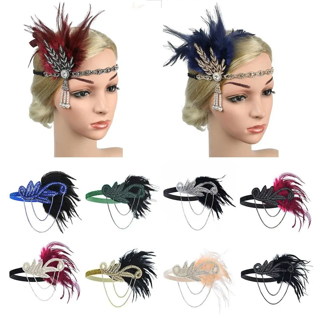 

Women Charleston Women Headpiece Hair Band Feather Hairband Feather Headpiece Costume Props Hair Accessories
