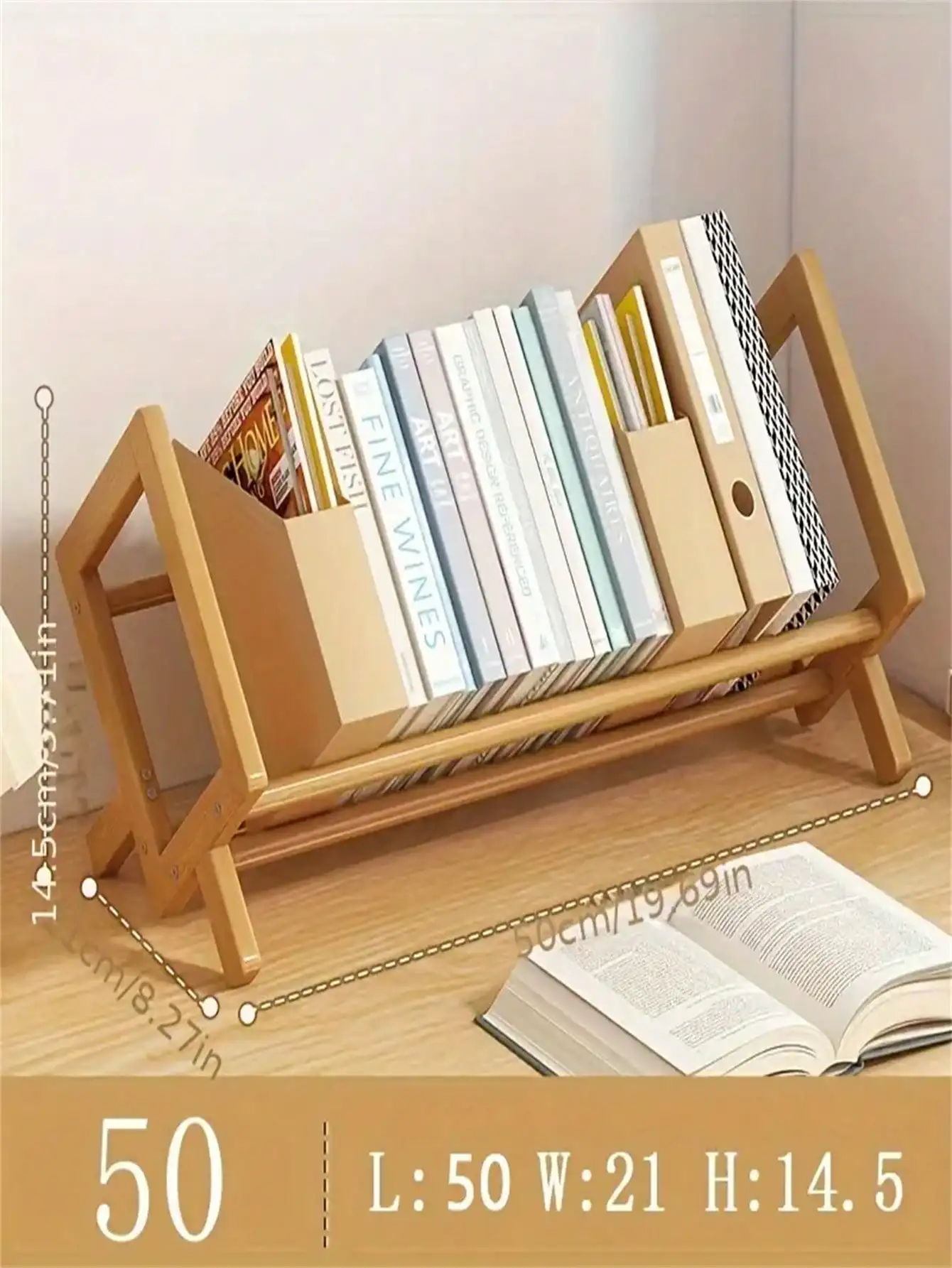 Small Creative Bamboo Desktop Bookshelf for Home Office, Student Desk Organizer, Book Storage Rack 5