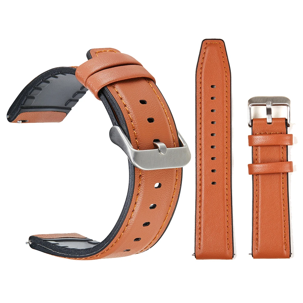 Elegant 22mm Silicone Leather Wristband Replacement Strap