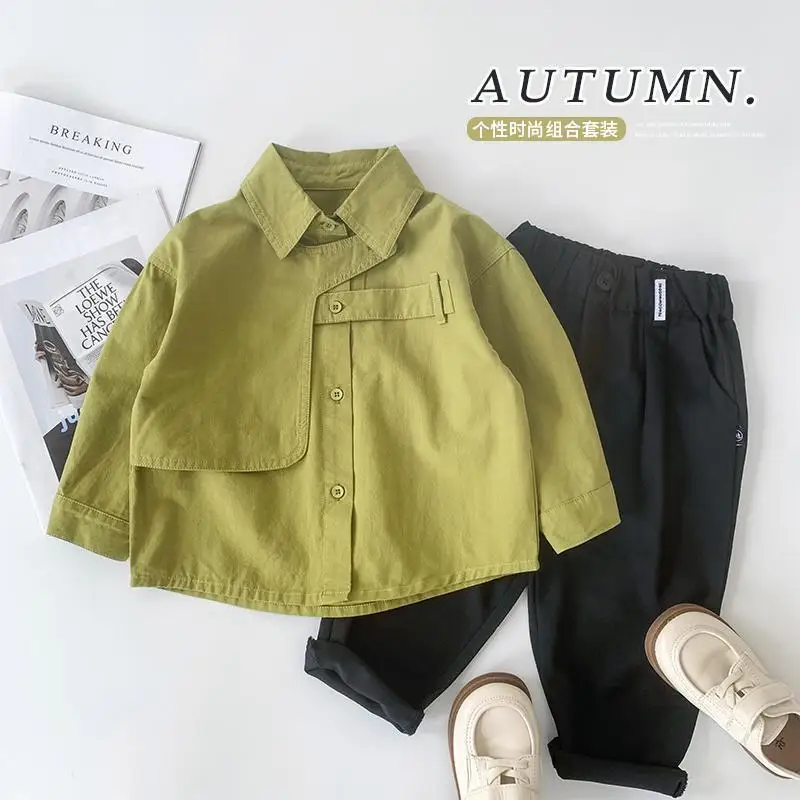 

2023 Autumn spring Children Clothing Set Toddler Boys shirts + Pants 2Pcs Outfits Kids Clothes fashion Suit 2-10 years