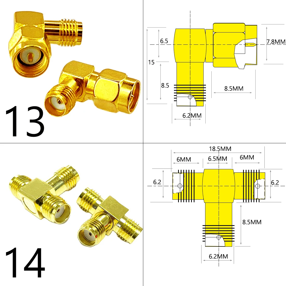 DexMRtiC SMA Male / Female RF Coax Adapter Connector Straight Right Angle T Type Splitter Goldplated NEW Wholesale