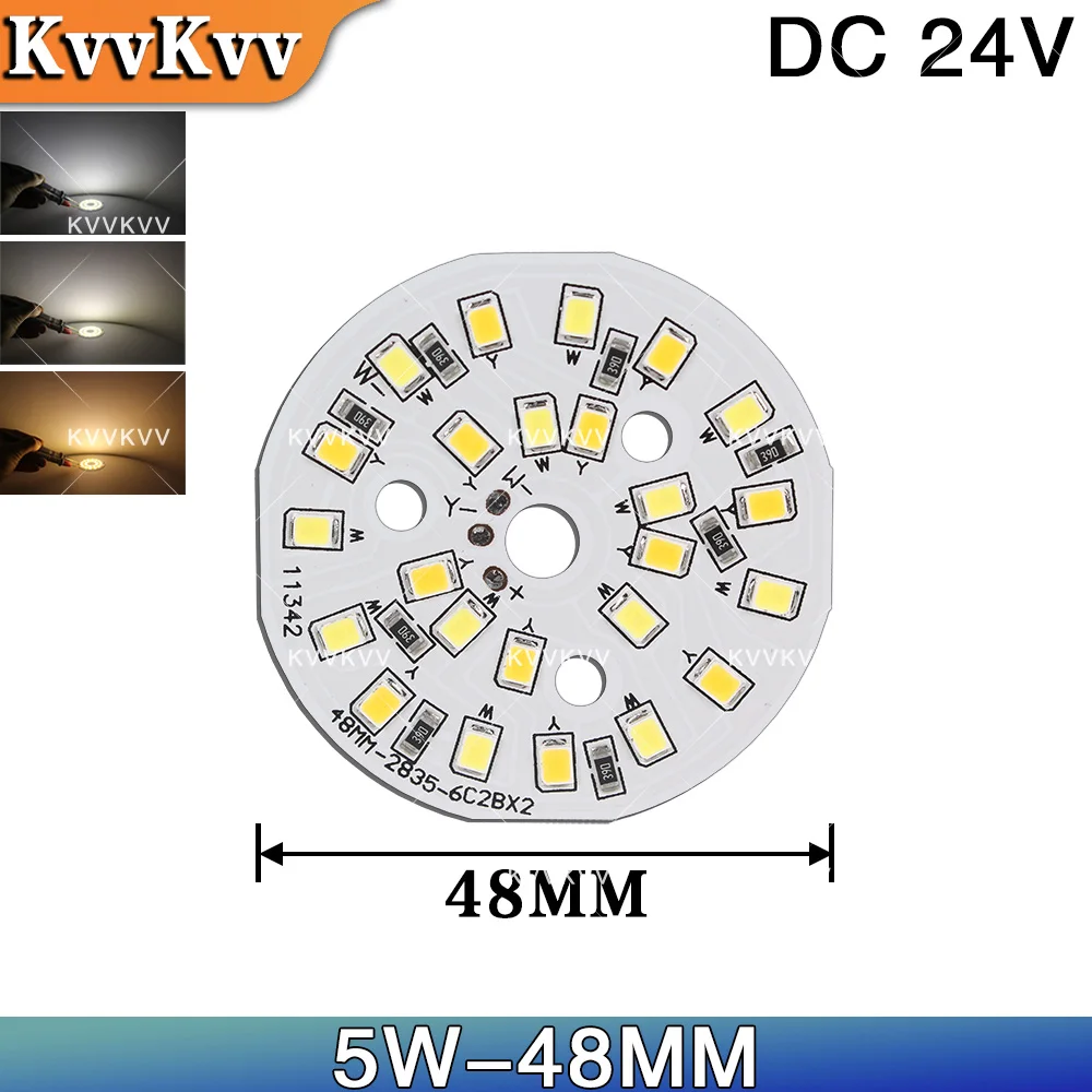 DC24V SMD2835 LED 칩 보드 3W 5W 10W 15W 백색/웜 화이트 48mm 원형 PCB 모듈 광원 DIY 다운라이트/스포트라이트 램프용