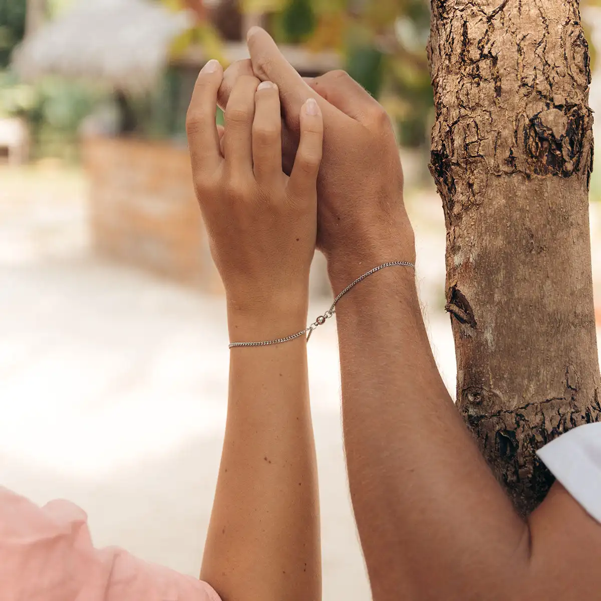 Pieces Couple Bracelet with Magnet Gold Silver Stainless Steel