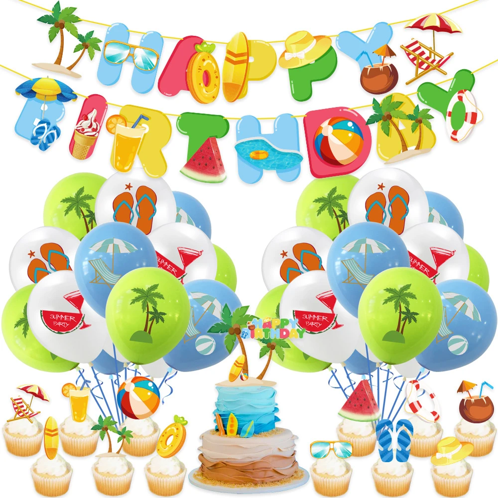 Globos de decoración de Tropical Hawaiana para niños y adultos, accesorios de fiesta de cumpleaños, silla de salón de árbol de coco, fiesta de playa de verano| | - AliExpress