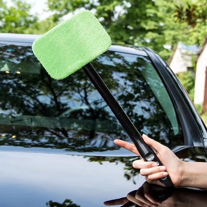 Car Window Cleaner Brush Auto Interior Glass Wash Wiper Multi Functional Household Glass Cleaning Brush Reusable Cloth Pad 2