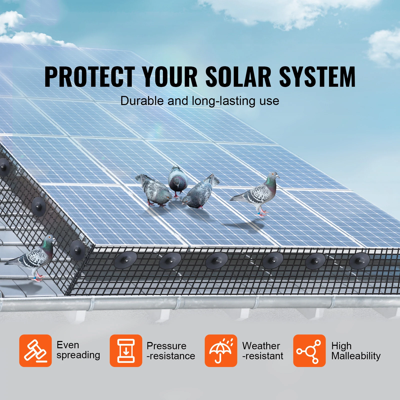 SucceBuy Solar Panel Bird Guard Critter Guard Roll Kit Stainless Steel Fastene Solar Panel Rustproof PVC Coating Wire Roll Mesh - 2