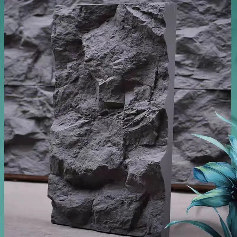 Fondo de piel de piedra pu ligero, piedra de pared, roca de montaña, tablero decorativo de piedra de imitación de PU, pared exterior de piedra artificial