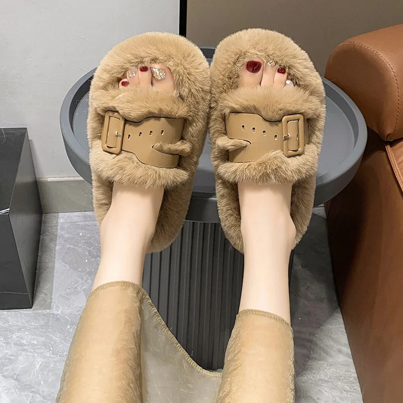 

Fluffy Fur Slippers For Women 2024 Fashion Winter Fur Furry Slippers Home Fluffy Slides With Arch Support Fuzzy Flip Flops