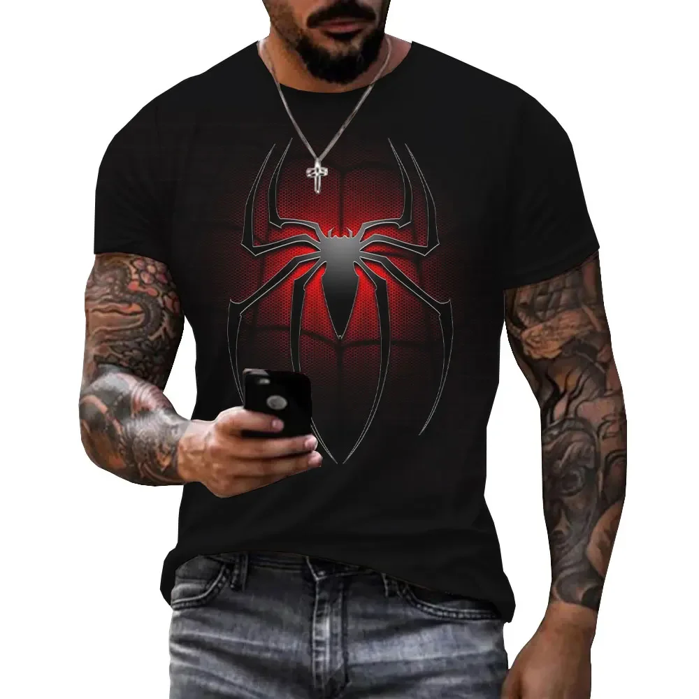 

New Fashion Fitness Sports Spider Logo Graphic T-shirt Men's Personality Cool 3D Printed T-shirt Outdoor Camping Short Sleeve To