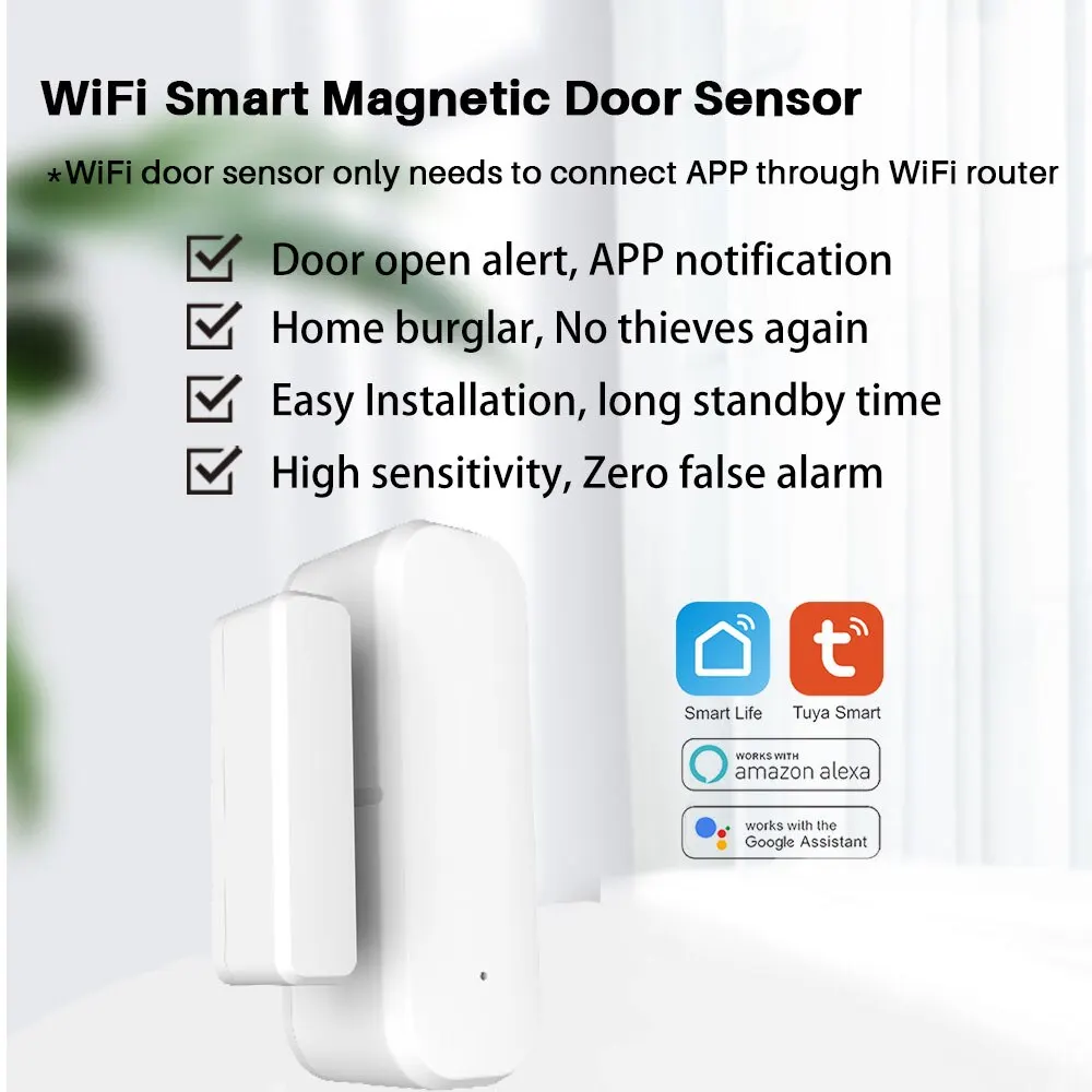 Tuya Smart Door Sensor WiFi Door Window Open Closed Detector Smart Home Security Alarm System Life APP Control smart door sensor