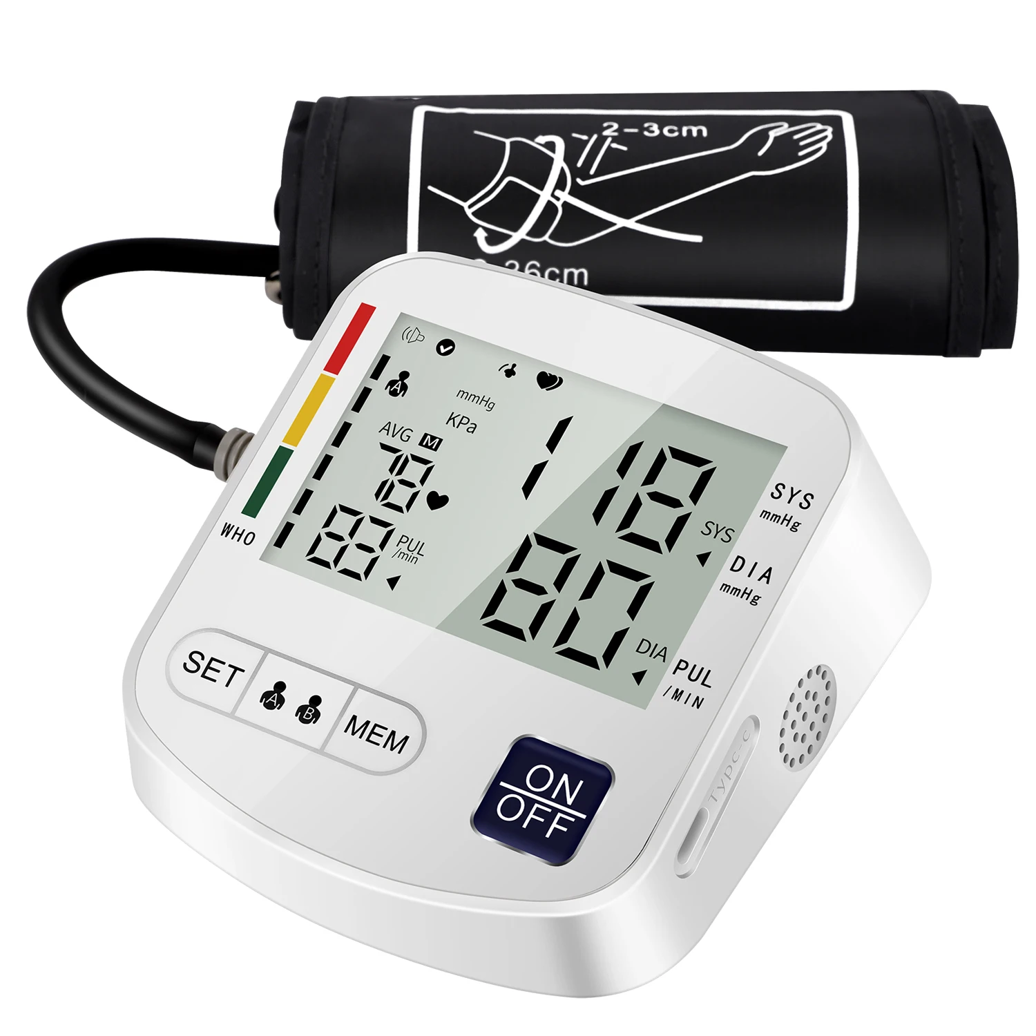 Automatic Digital Arm Blood Pressure Monitor Sphygmomanometer Tonometer Tensiometer Heart Rate Pulse Meter BP Monitor