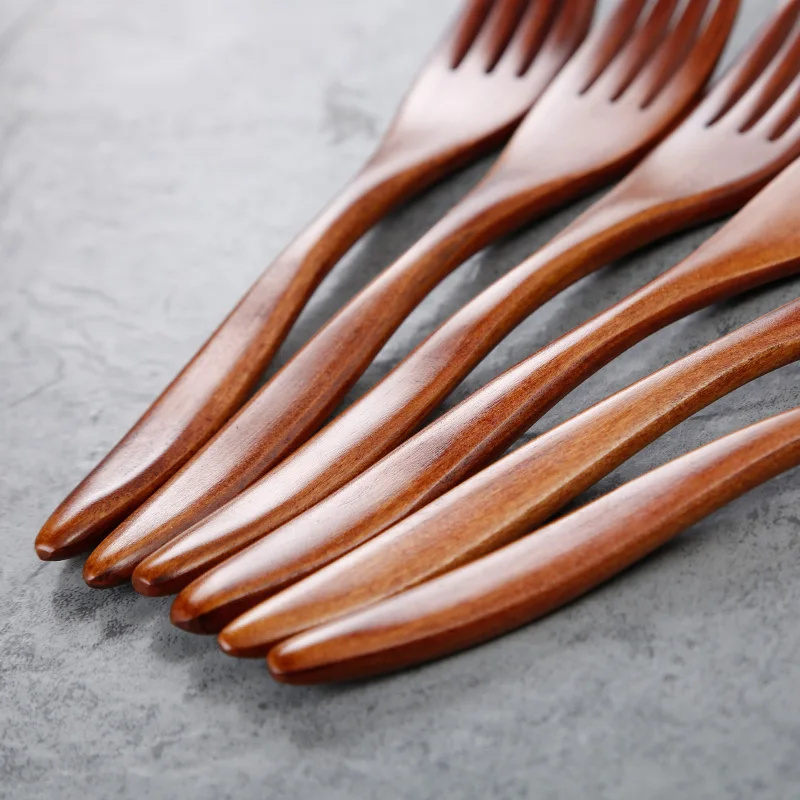 Japanese Solid Wood Fruit Forks 6pcs