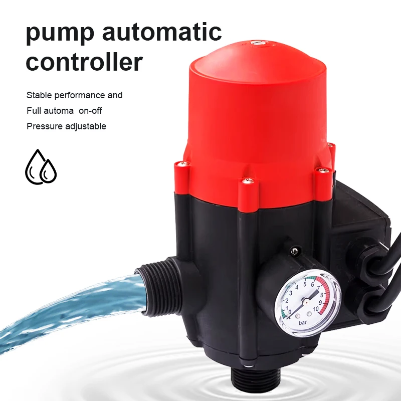Contrôleur de pression de pompe à eau automatique 220V avec interrupteur électronique et jauge, contrôle de pression réglable pour la maison et le jardin