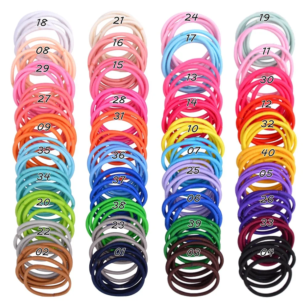 

100pcs/Bag Girls Cute Colorful Basic Elastic Hair Bands Ponytail Holder Children Scrunchie Rubber Band Kids Hair Accessories