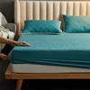 Queen King Quilted Waterproof Mattress Cover with Elastic Fitted Sheet Solid Color Bed Covers 90/120/135/140/150/160/180/220cm 2