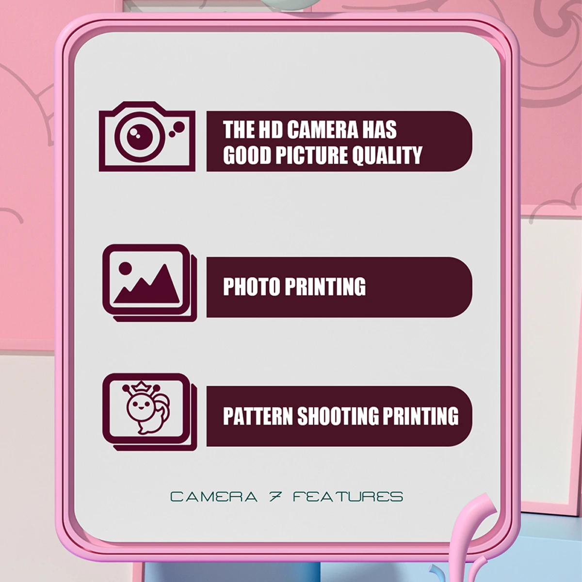 No Screen, Camera Printing Digital Camera with Thermal Photo Print Paper, Portable Travel Cameras Christmas Birthday