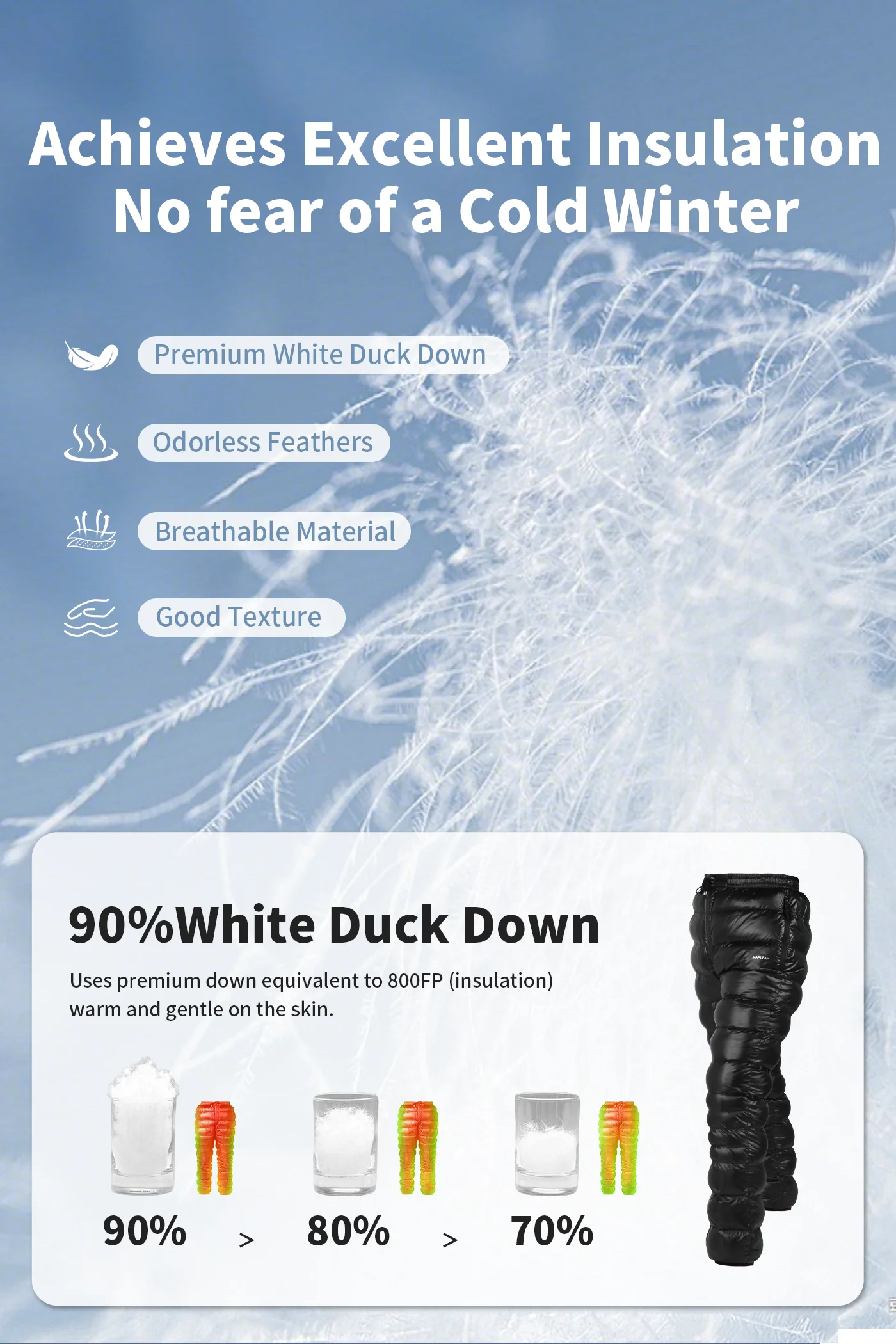 Ultralight 800FP Winter Down Pants 2