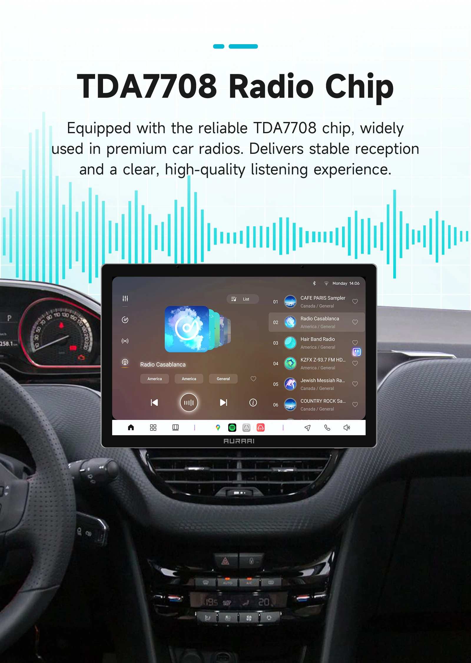 8G+256G AURAAI 2K Bildschirm für Peugeot 208 2008 2014 - 2018 Autoradio CarPlay Android Auto 4G WIFI GPS DSD ADAS Dual-Mikrofon 360 ° Glas – Detail 23