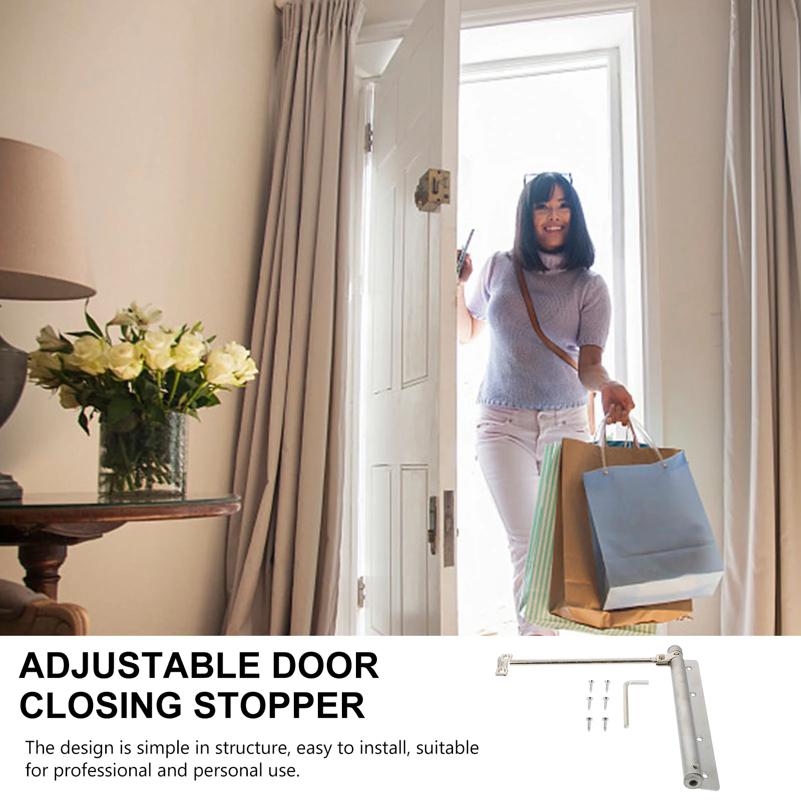Spring Adjustable Stainless Steel Door Closer Reliable Closing Controller Automatic Safety Stopper Hotel Gate Door