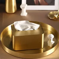 Manual Brass Tissue Box Advanced Texture Living Room Paper Boxes Modern Manual Art Dining Room Napkin Organizer Home Decoration 1