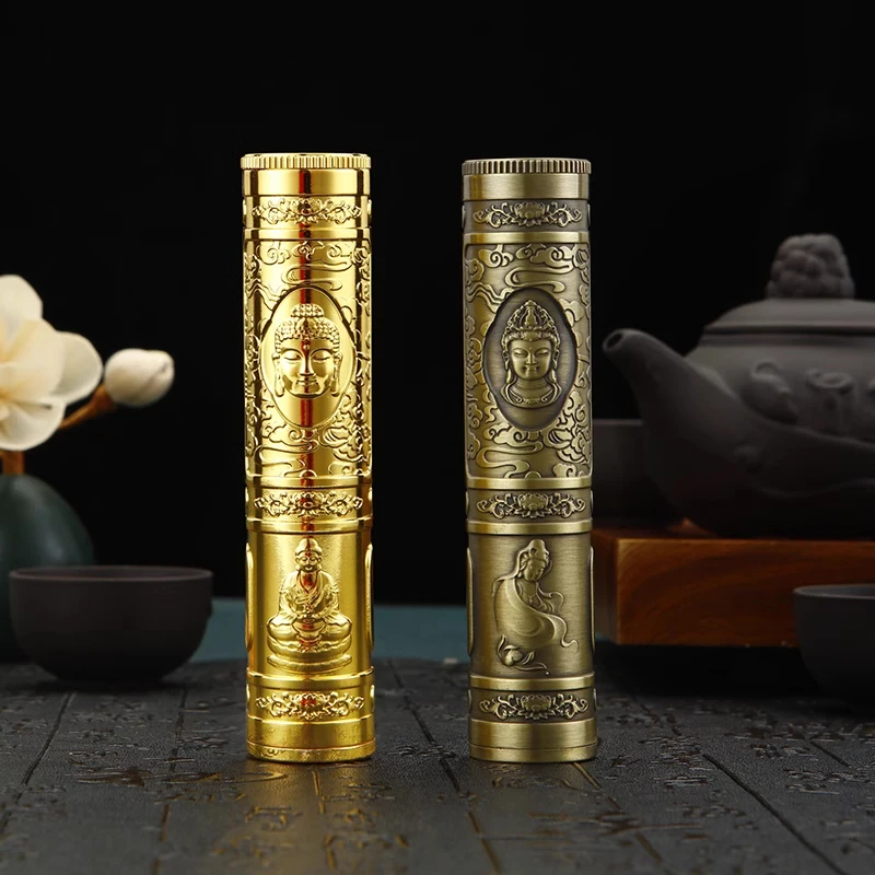 Retro Buddha Metal Incense Case Relief Craft Dragon Incense Box Waterproof Incense Storage Box Incense Accessories for Men