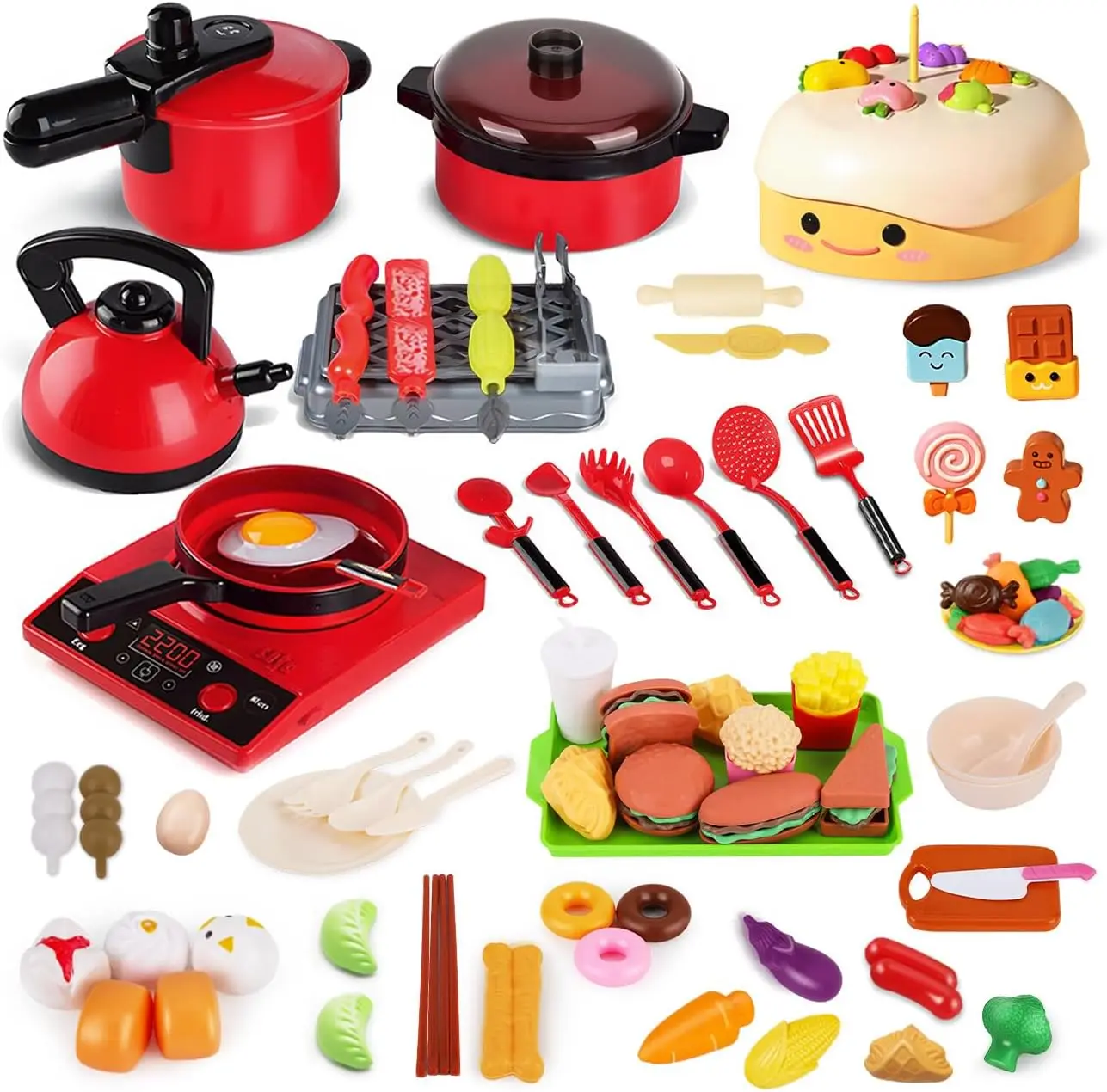 Juego de 76 Piezas de Cocina y Arcilla, Juguetes Interactivos para Padres e Hijos: Juego con Inducción y