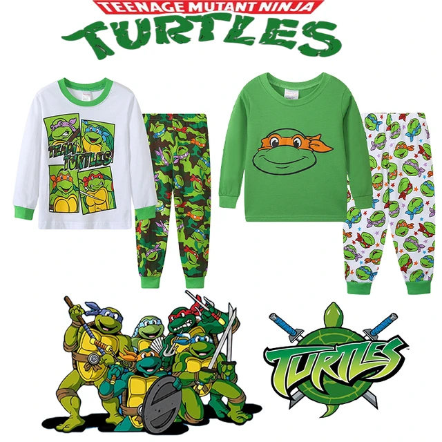 2PCS Teenage Mutant Ninja Turtles Kids Pajama Set TMNT Cotton Long Sleeve  Round Neck Top Long