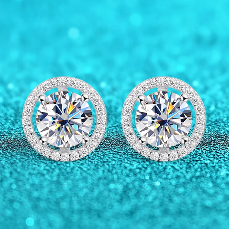 Smyoue Moissanite Stud Earrings - Side View