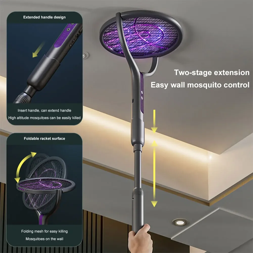 Electric Mosquito Killer Lamp Type-C Charging Foldable Bug Zapper Electric Fly Swatter Anti Mosquito Racket For Indoor Outdoor_voghion.com