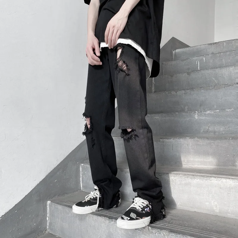 

2023 Summer New Light Luxury Fashion Jeans Men Korean Version Slim Loose All-match Casual Trousers Boutique Clothing SimpleStyle