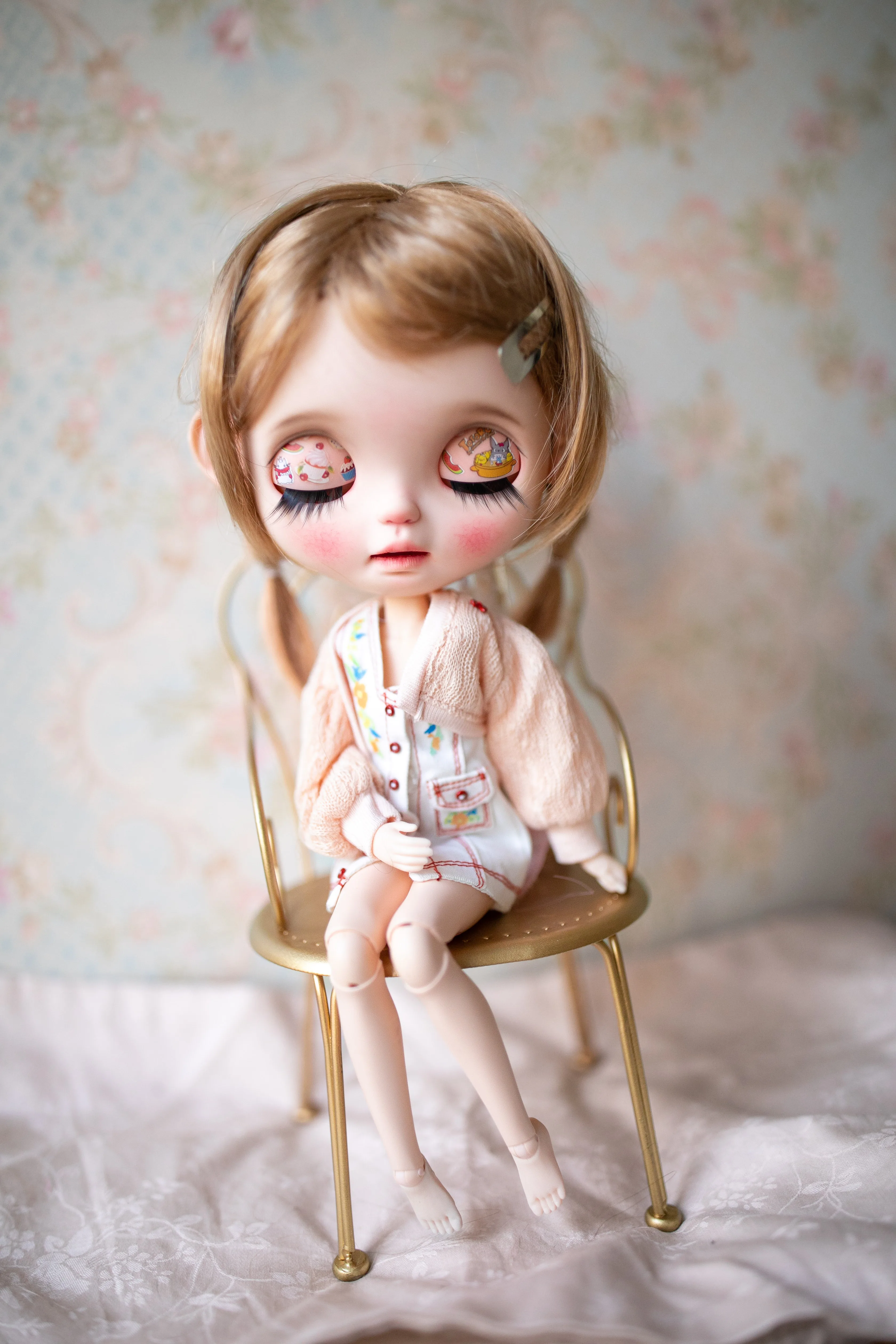 Blythes Doll Wig Fits in 1/6 9-10in Size Fashion New Cute Double Plait Imitation Mohair Hair Women Wig Styling Hair Brown Gold