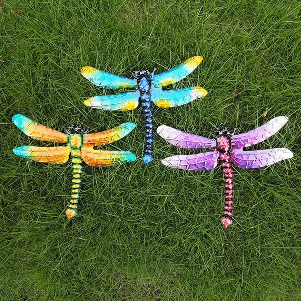 

Indoor&Outdoor Iron Art Metal Garden Pendant Wall Hanging Sculptures Dragonfly Decorations Ornaments