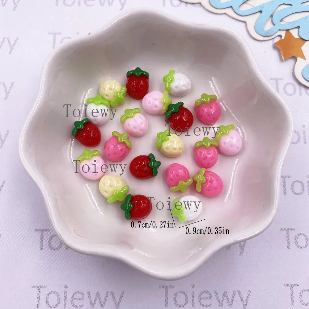 새로운 100pcs 수지 Kawaii 미니 다채로운 딸기 아트 네일 플랫 백 스톤 Applique DIY 스크랩북 귀걸이 장식 액세서리 공예