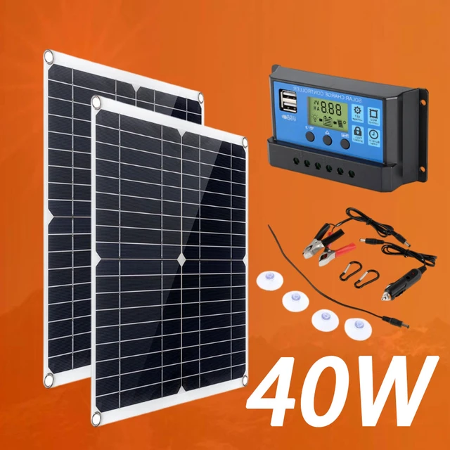 40w 100w Solar panel 18V Autobatterie Solar ladegerät 10a 20a 30a rv Boot  Outdoor Camping Dual Output USB Solar panel Ladegerät Kit - AliExpress