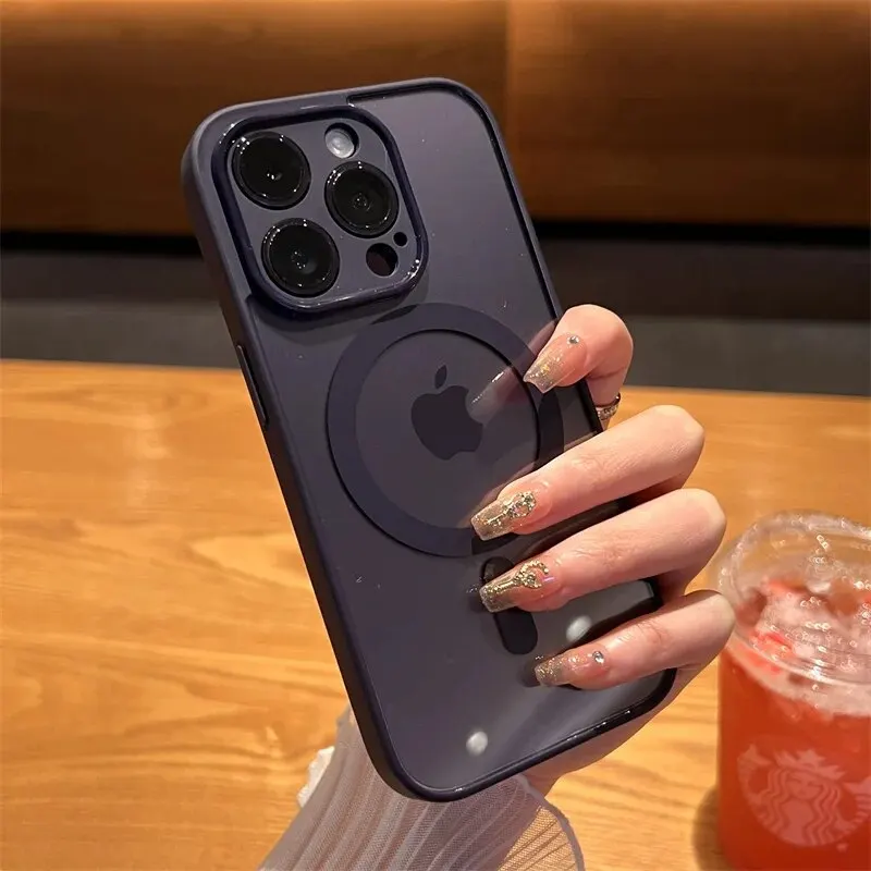 Luxury Magnetic Wireless Charging Case with Lens Protection and Transparent Soft Bumper
