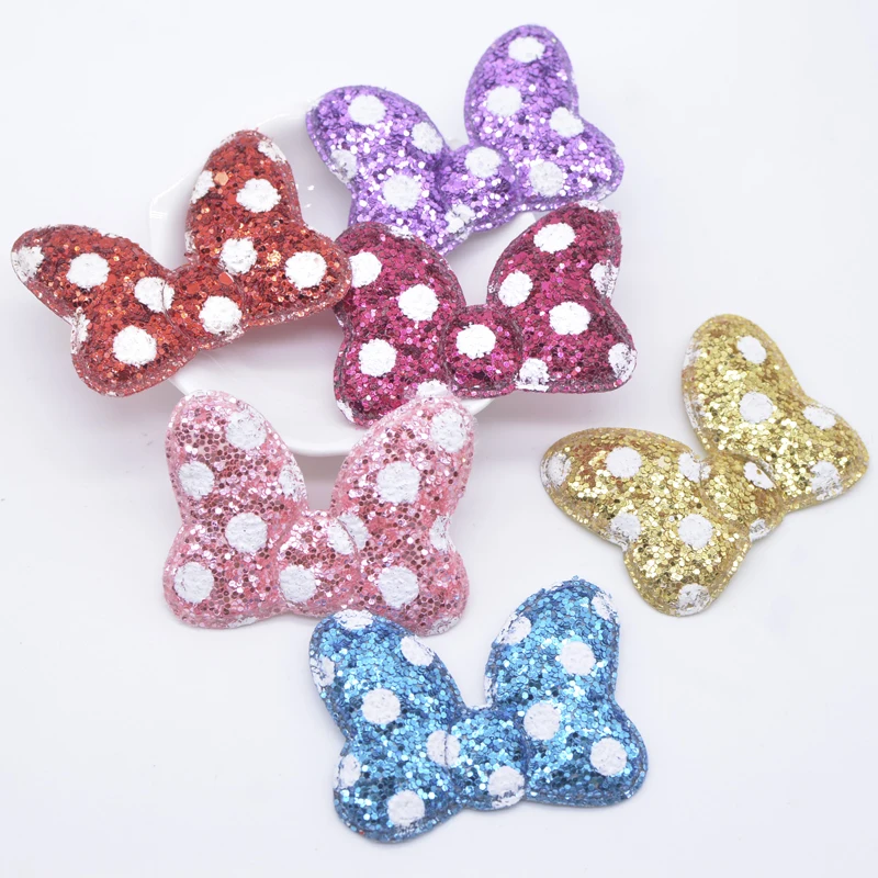 12 Stücke 55*42mm Gepolsterte Glitter Leder Fliege Patches für Kleidung Hut Schuhe Nähen Applikation Kopfbedeckung Haarspangen Dekor Zubehör