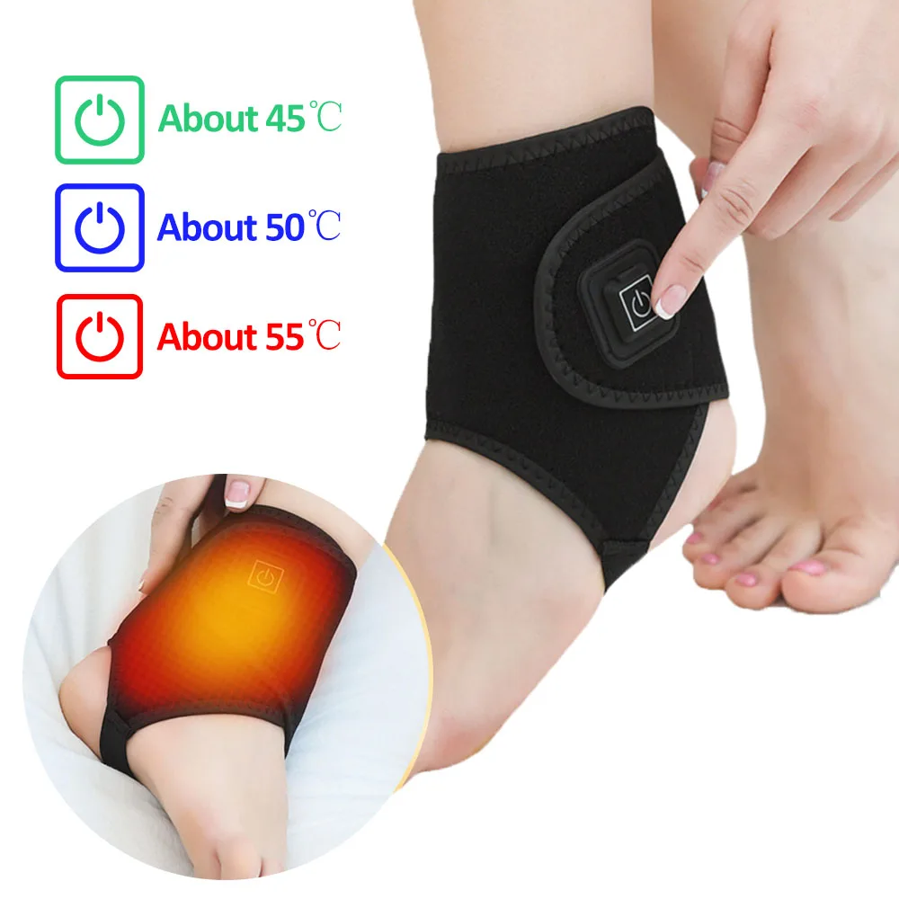 Electric Heated Ankle Brace 3 Gear Hot Compress Physical Therapy USB Rechargeable Ankle Protector Pain Relief Foot Care infrared electric heating ankle protector sprain recovery joint pain warm mugwort far heat compress ankle protector