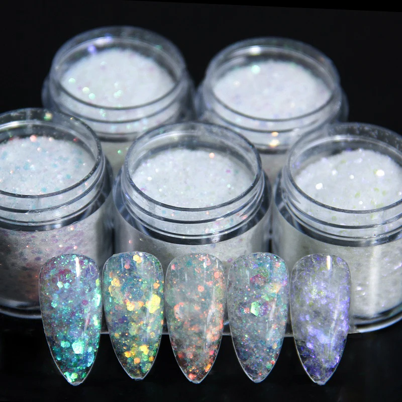Holographic AB Aurora Nail Art Sequins Mermaid Mixed Size Hexagon Chunky Chrome Glitter Accessories Polish Manicure Decorations | Красота и
