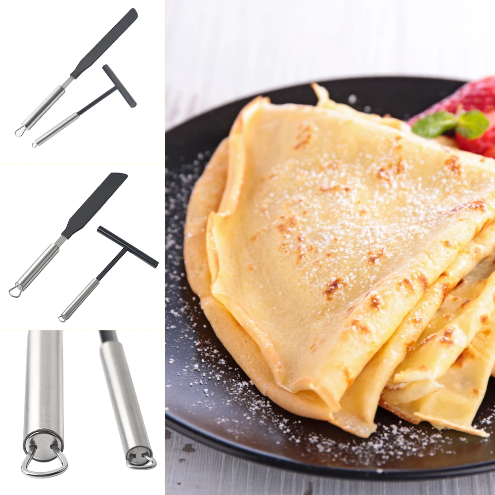 

304 Stainless Steel French Crepe Spreader Pancake Like Batter Spreading Tools Pancake Like Batter for Bakery Kitchen + Spatula