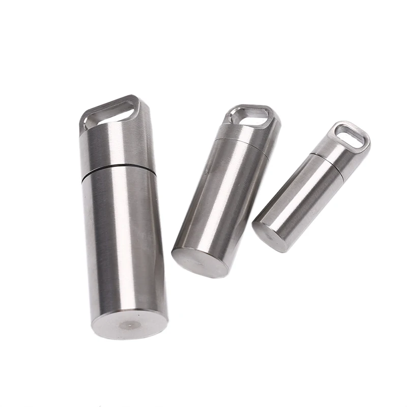 Pill Box S M L Mini Waterproof Capsule Seal Bottle Stainless Steel Outdoor Survival Pill Box Container Capsule Pill Bottle Tank