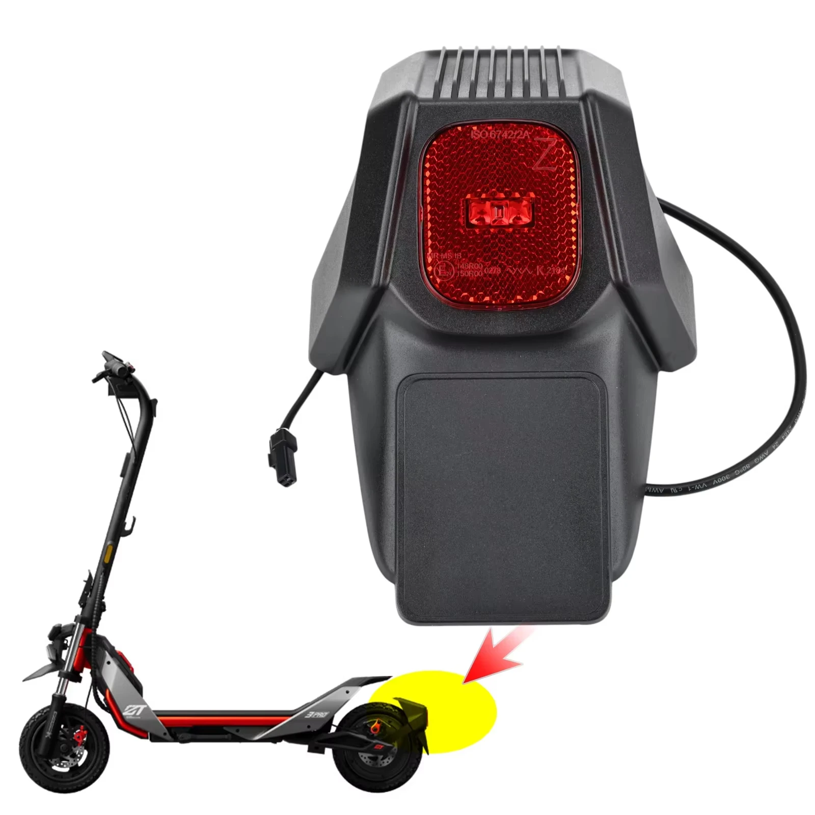 Die originale hintere Kotflügelbaugruppe enthält das Bremsrücklicht für den Segway ZT3/ZT3 Pro Elektroroller ZT3 KickScooter-Kotflügel – Detail 6