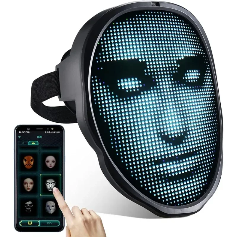 

DIY Photoes for Party Display LED Light Mask for Halloween Bluetooth APP Control Smart LED Face Masks Programmable Change Face